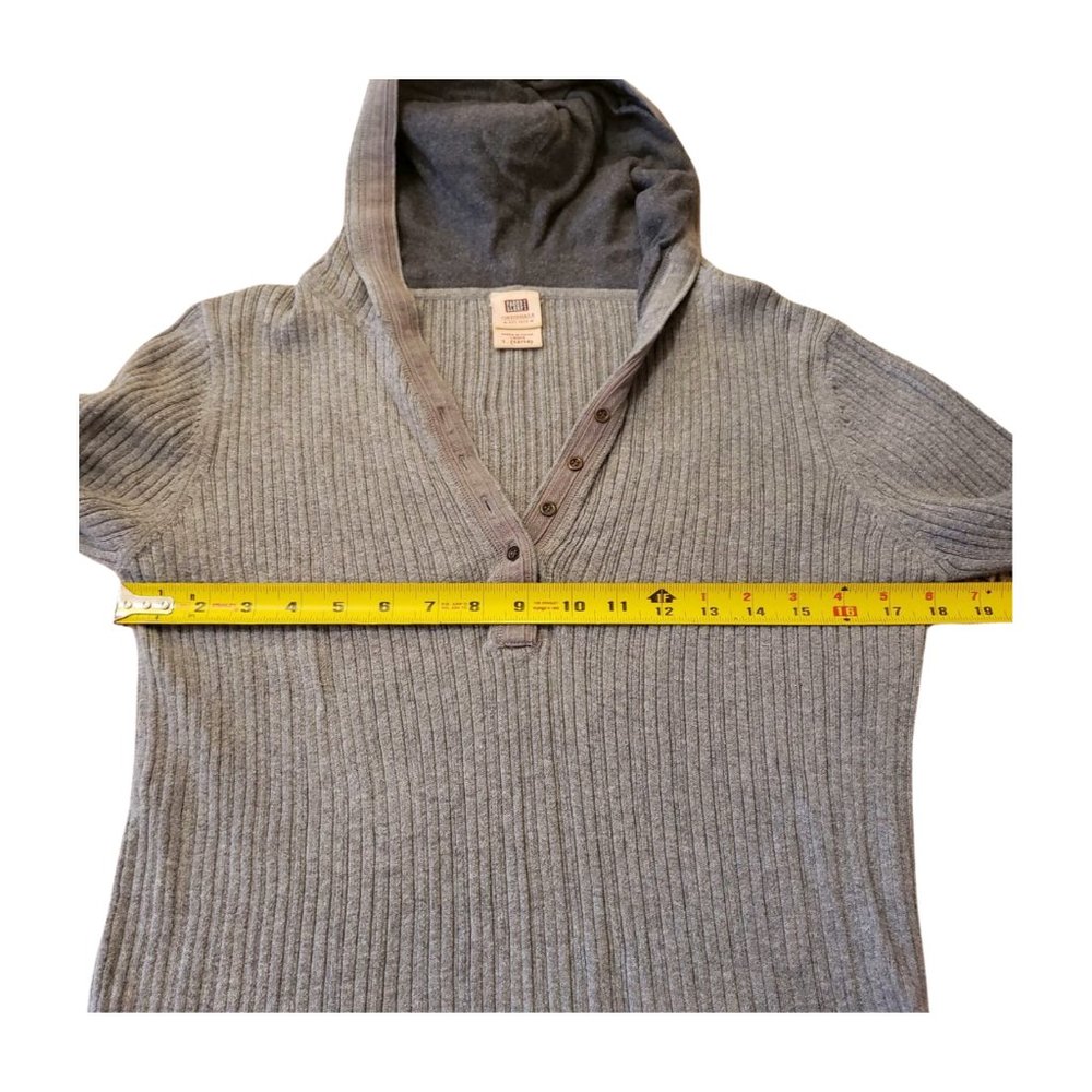 Faded Glory Gray Ribbed V-Neck Hoodie - Size L - Picture 11 of 13